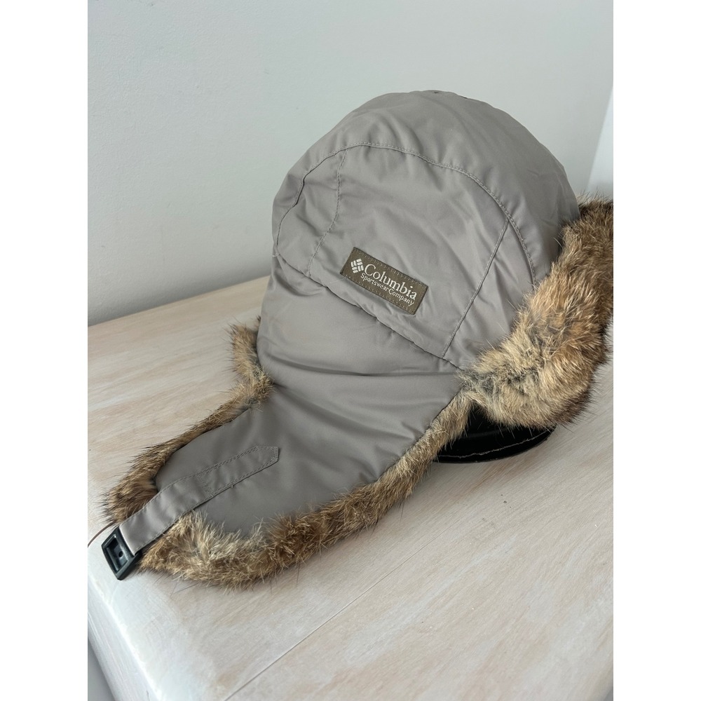 Columbia Sportswear Unisex Grey Rabbit Fur Trapper Aviator Hat CU8027 Medium
